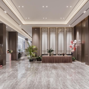 现代酒店接待厅3D模型下载